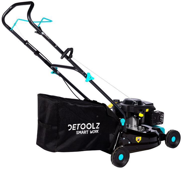 Masina de tuns gazon DETOOLZ DZ-TG1003-S001-G01, motor benzina 4T, 146 CC, 3.5 CP, latime taiere 46 cm, 7 nivele, 25-70 mm, cos colector 50 litri