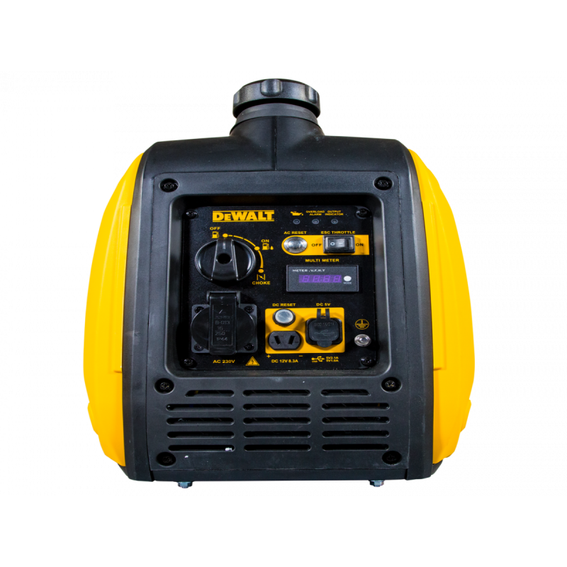 Generator tip invertor pentru curent electric, monofazic, DeWALT DXGNI20E, motor benzina 4T, 80 CC, 1.4 CP, putere max 2000 W, cu AVR