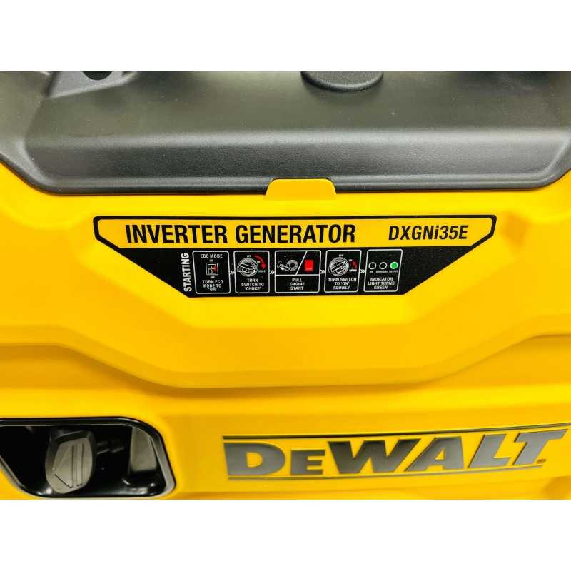 Generator tip invertor pentru curent electric, monofazic, DeWALT DXGNI35E, motor benzina 4T, 163 CC, putere max 3400 W, functie Eco