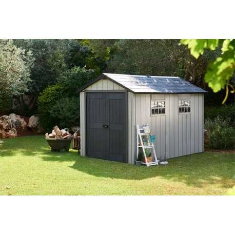 Casuta de gradina KETER Oakland 7511 17201421, cu usa dubla, 2 ferestre, 229 x 350 x 242 cm, material Duotech