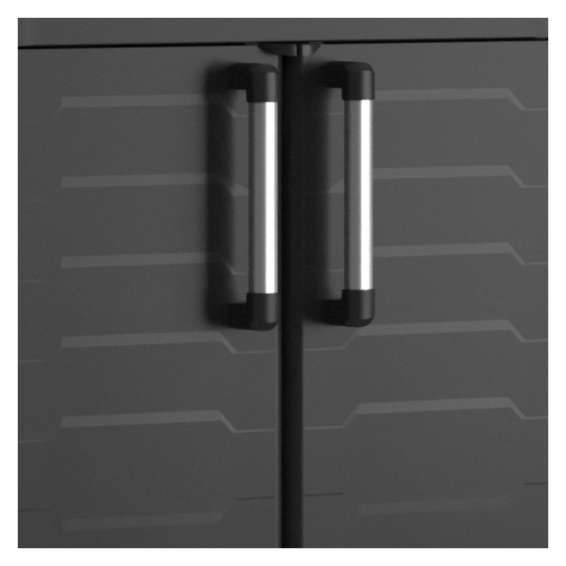 Dulap depozitare pentru exterior KETER Detroit Basso 96351000, negru-gri, din polipropilena, 65 x 45 x 97 cm, manere aluminiu, picioare reglabile