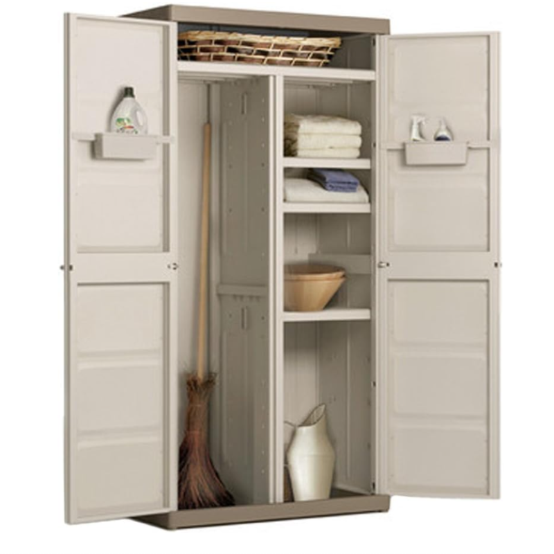 Dulap depozitare pentru exterior KETER Excellence XL Multi Purpose 9682000, bej-cafeniu, din polipropilena, 89 x 54 x 182 cm, 3 rafturi reglabile