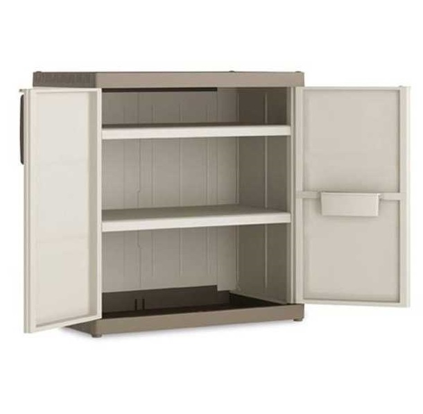 Dulap depozitare pentru exterior KETER Excellence XL Tall Base 9681000, bej-cafeniu, din polipropilena, 89 x 54 x 93 cm, 2 rafturi reglabile