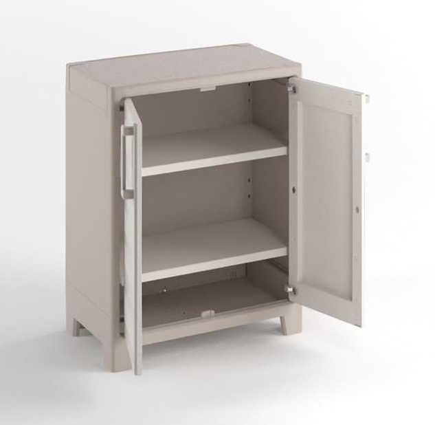 Dulap depozitare pentru exterior KETER Gulliver Base 9752000, bej/nisipiu, polipropilena, 80x44x100 cm, picioare reglabile, 2 rafturi reglabile