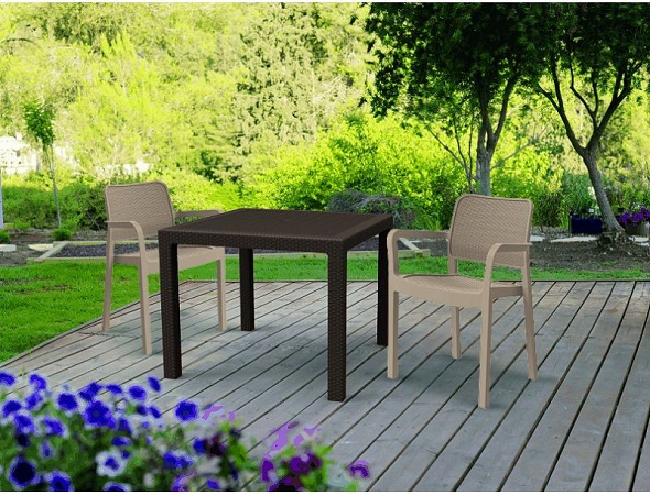 Masa patrata pentru exterior KETER Quartet 255848, whiskey-maro, polipropilena, 95 x 95 x 74.5 cm