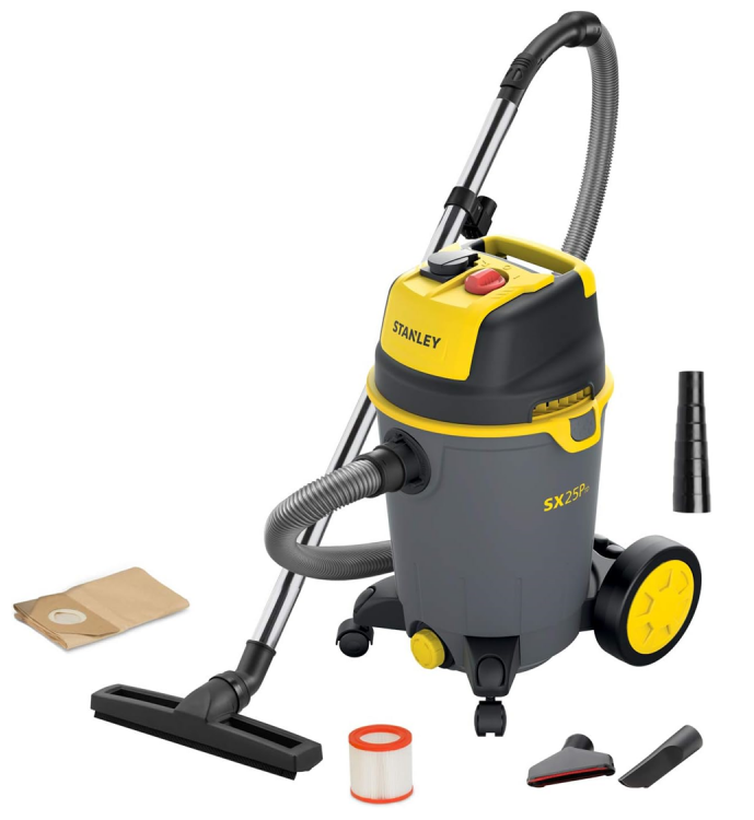 Aspirator umed/uscat STANLEY SXVC25PTDE, 1200W, volum rezervor 25 litri, furtun 2 m