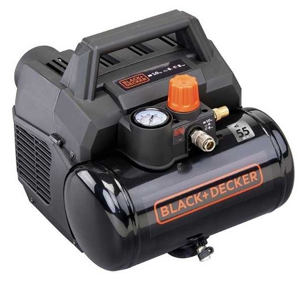 Compresor de aer BLACK + DECKER BXCMS106HE, 1100 W, 1.5 CP, debit 180 l/min, 8 bar, butelie 6 litri, silentios, fara ulei