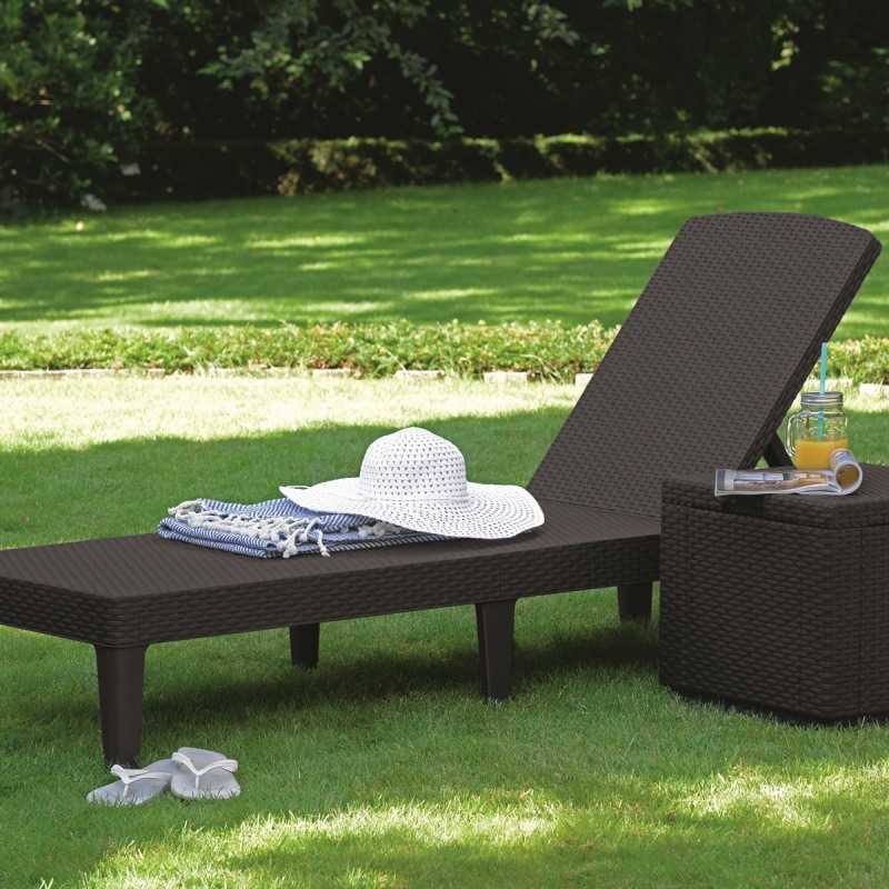 Sezlong de gradina, reglabil, KETER Jaipur 255891, maro, 187 x 58 x 29 cm, fara perne, polipropilena