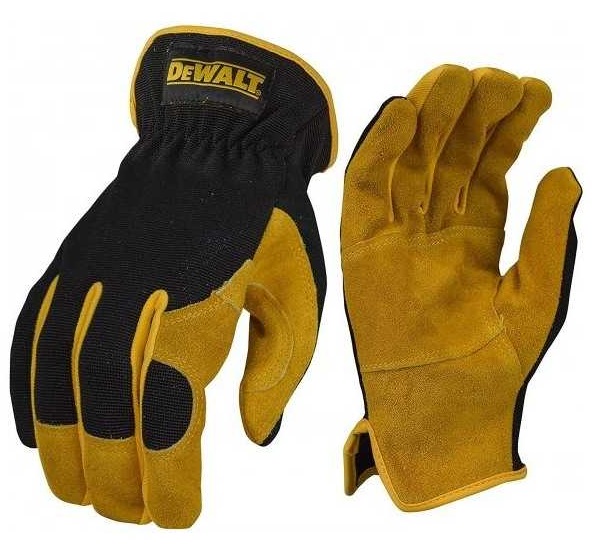 Manusi de lucru DeWALT Hybrid DPG216L EU, din piele de bovina intarita, marime L/10, degete intregi, negru/galben