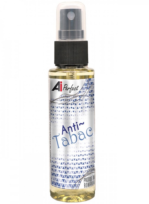 Odorizant auto AiPerfect 100AIPOAT50, aroma AntiTabaco, recipient cu pulverizator, volum 50 ml