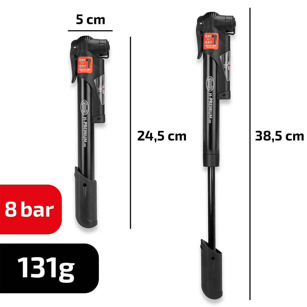 Pompa manuala cu manometru ALCA Premium 216420, 8 bar, corp aluminiu, cu 2 suruburi pentru montare