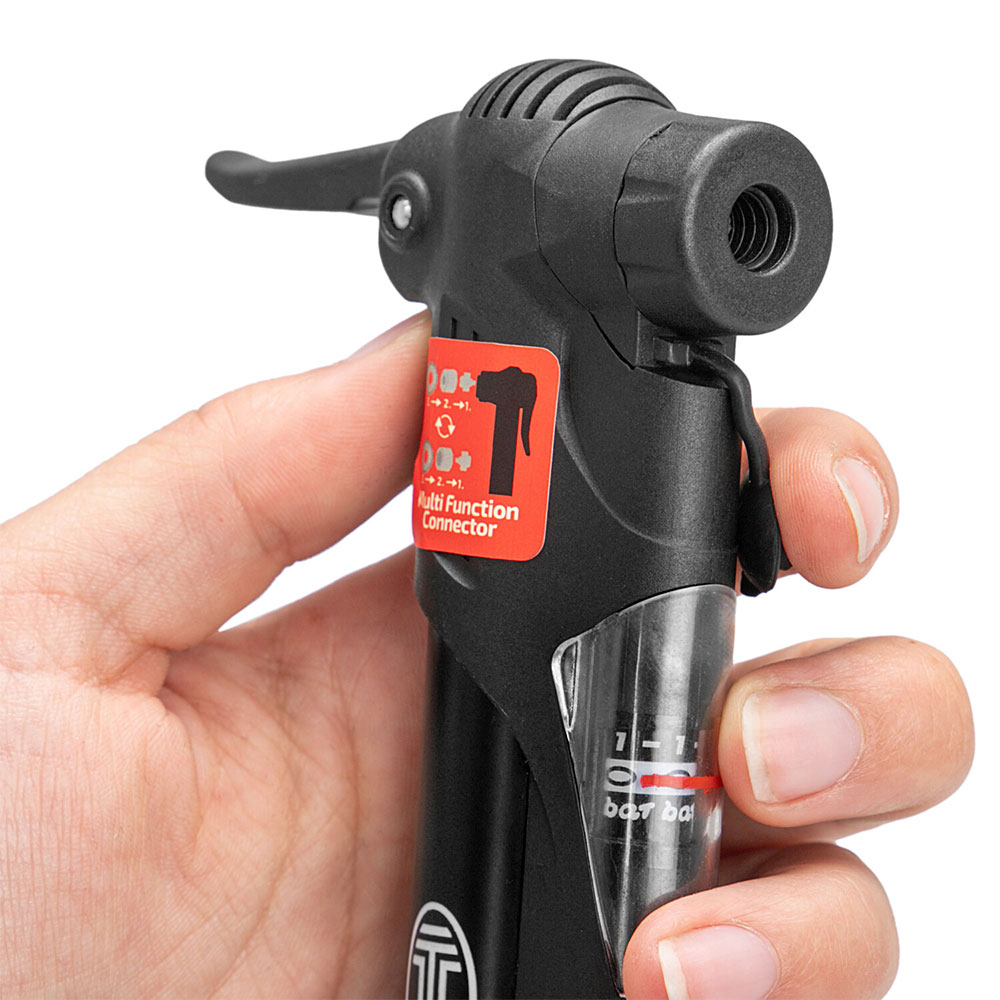 Pompa manuala cu manometru ALCA Premium 216420, 8 bar, corp aluminiu, cu 2 suruburi pentru montare