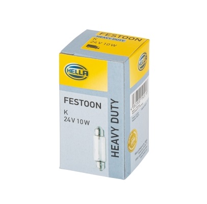 Bec soffite pentru camioane HELLA HEAVY DUTY 8GM 002 091-251, C10W, 24V, SV8.5-8, se vinde la set de 10 bucati/pret pe bucata