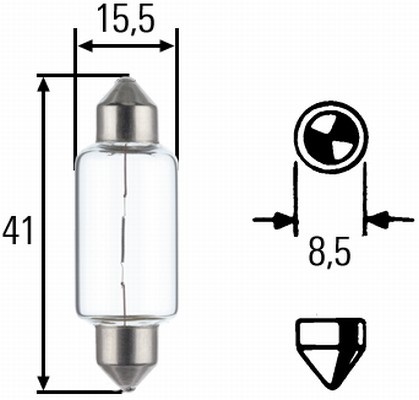 Bec soffite pentru camioane HELLA HEAVY DUTY Festoon 8GM 002 091-261, T15x40, 24V, 15W, SV8.5-8, se vinde la set de 10 bucati/pret pe bucata