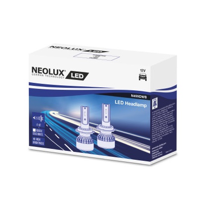 Set 2 becuri auto LED NEOLUX N499DWB, H7, 12V, 18W, 6000 K, PX26d