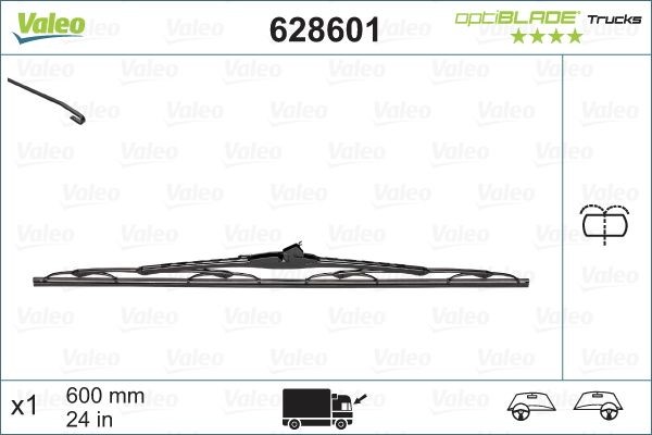Lamela stergator camioane VALEO Optiblade Trucks 628601, 600 mm, cu duza de spalare integrata