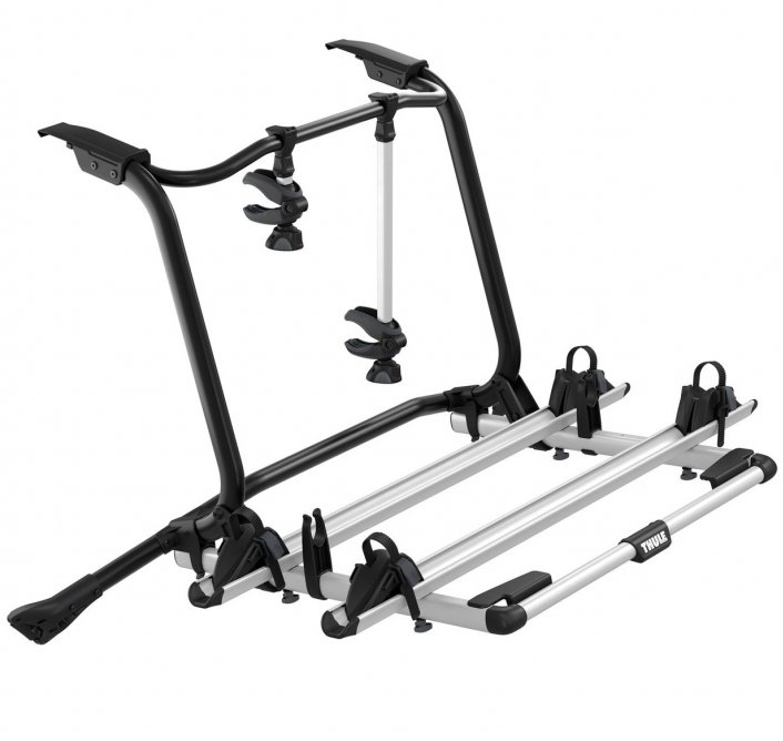 Suport 2 biciclete THULE WanderWay 911001, cu prindere pe haion VW T6, capacitate max sustinuta 60 kg, 152 x 111 x 91 cm, negru