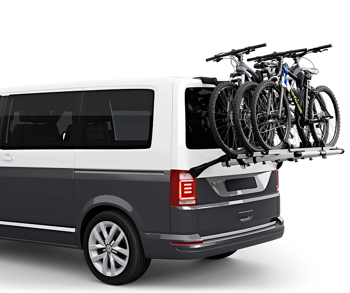 Suport 2 biciclete THULE WanderWay 911001, cu prindere pe haion VW T6, capacitate max sustinuta 60 kg, 152 x 111 x 91 cm, negru
