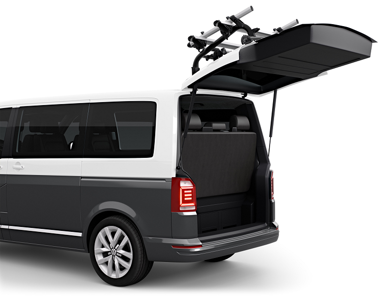Suport 2 biciclete THULE WanderWay 911001, cu prindere pe haion VW T6, capacitate max sustinuta 60 kg, 152 x 111 x 91 cm, negru