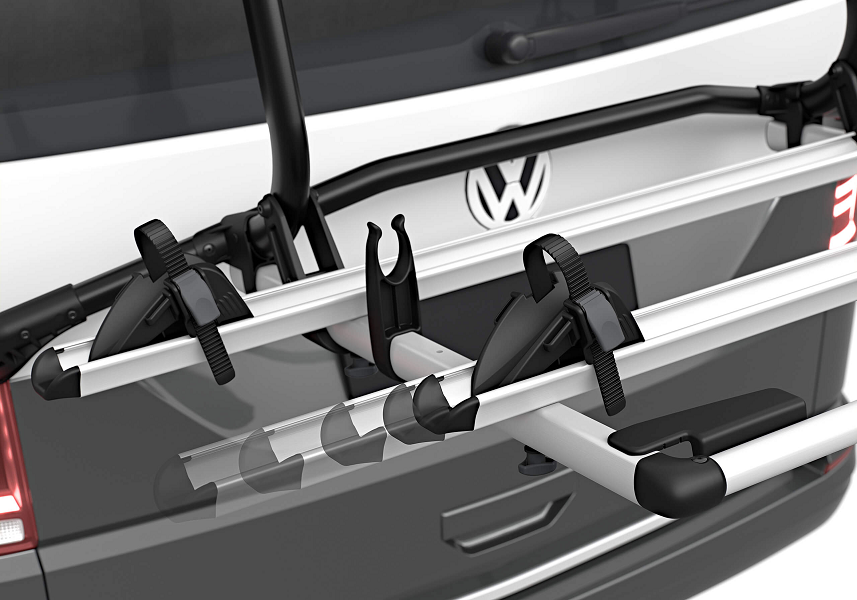 Suport 2 biciclete THULE WanderWay 911001, cu prindere pe haion VW T6, capacitate max sustinuta 60 kg, 152 x 111 x 91 cm, negru