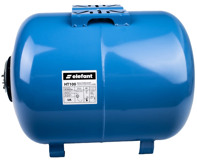 Vas de expansiune orizontal ELEFANT HT100 14325, 100 litri, max 10 bar, diam 410 x H560 mm, cu membrana, pentru sisteme incalzire/alimentare cu apa