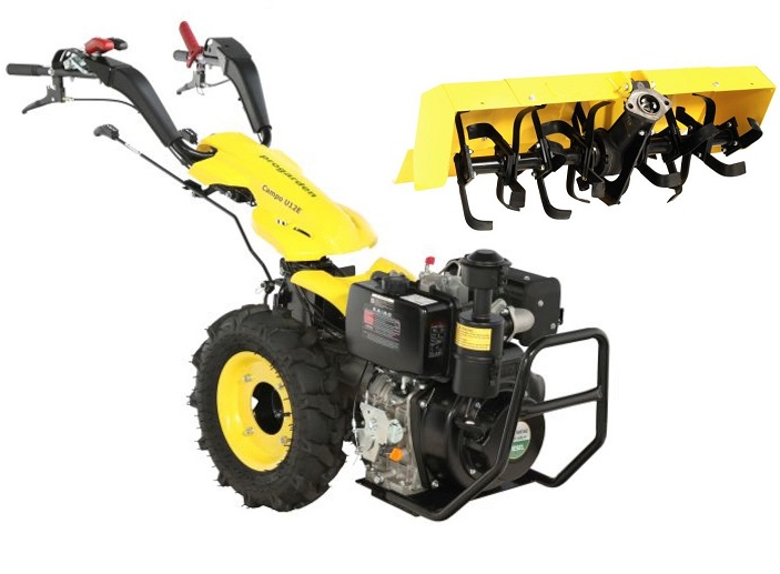 Motocultor multifunctional ProGARDEN Campo U12E, 12 CP, diesel, pornire electrica, 3+2 viteze, reductor + BT-X90N freza tractata 900 mm