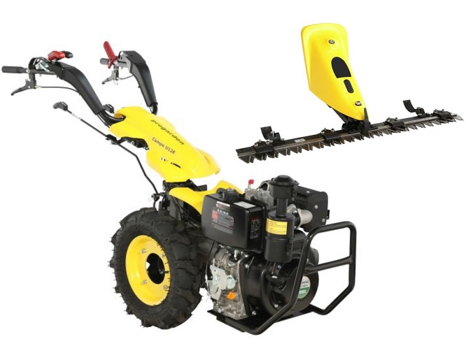 Motocultor multifunctional ProGARDEN Campo U12E, 12 CP, diesel, pornire electrica, 3+2 viteze, reductor + BT-BC12 bara cosire mobila 120 cm