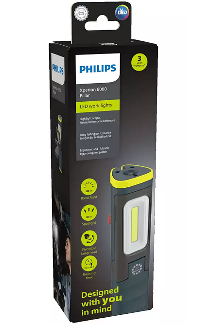 Lampa de lucru cu LED PHILIPS XPERION 6000 PILLAR X60PILLX1, 5 W, 500 lumeni, 3.7V, baterie Li-ion 4400 mAh, alimentare USB-C