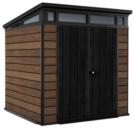 Casuta de gradina KETER Penthouse 7x7 Signature 259814, maro, 216 x 216 x 226 cm, cu usa dubla, material composit rasini, cu ferestre