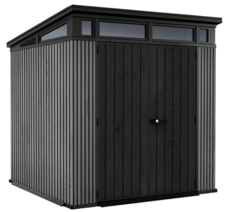 Casuta de gradina KETER Penthouse 7x7 Signature 259816, gri venetian, 216 x 216 x 226 cm, cu usa dubla, material composit rasini, cu ferestre