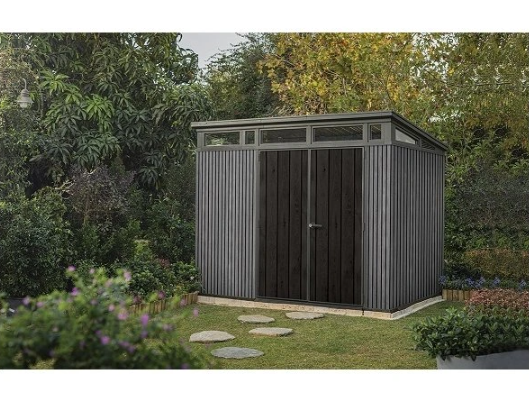 Casuta de gradina KETER Penthouse 9x7 Signature 259820, gri/antracit, 216 x 279 x 226 cm, cu usa dubla, material composit rasini, cu ferestre