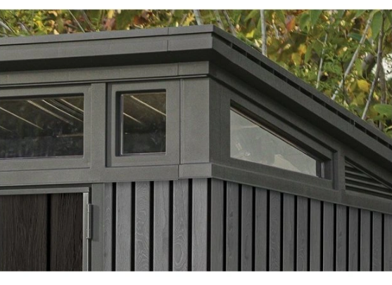 Casuta de gradina KETER Penthouse 9x7 Signature 259820, gri/antracit, 216 x 279 x 226 cm, cu usa dubla, material composit rasini, cu ferestre