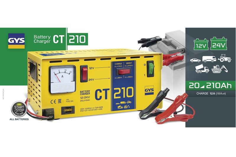 Redresor pentru incarcat baterii auto plumb GYS CT 210 024113, 260W, 20-210 Ah, cabluri incarcare 1.50 m