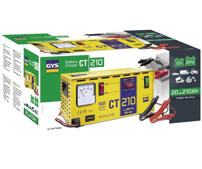 Redresor pentru incarcat baterii auto plumb GYS CT 210 024113, 260W, 20-210 Ah, cabluri incarcare 1.50 m