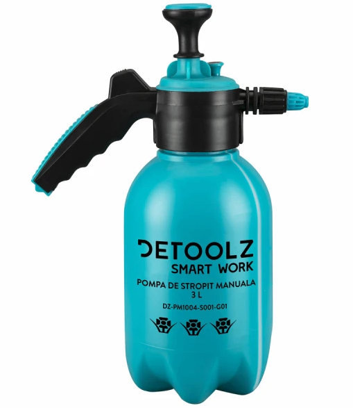 Pompa de stropit manuala DETOOLZ DZ-PM1004-S001-G01, capacitate 3 litri, debit 1-2 l/min, presiune 2 bar
