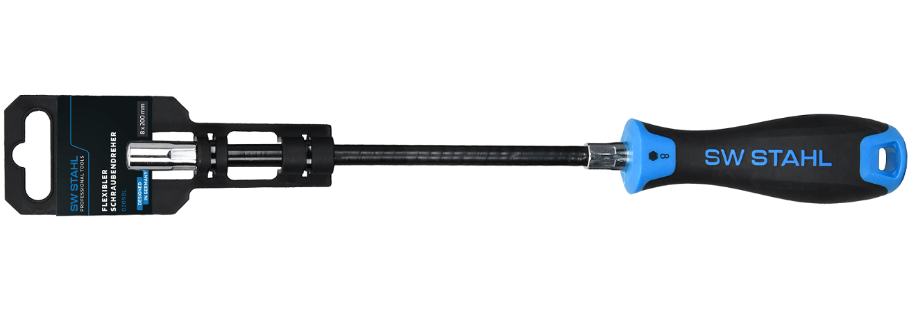 Surubelnita flexibila cap tubular SW-STAHL 02098L, deschidere cheie hex 8 mm, lungime activa 200 mm, crom vanadiu