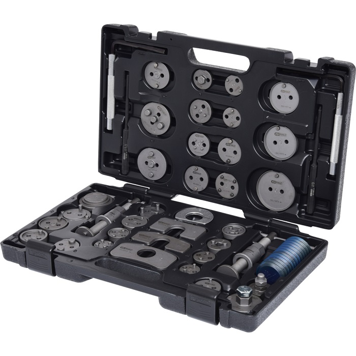 Kit 41 scule pentru rotire, reintroducere si resetare etrier frana KS TOOLS 150.1970, cutie plastic, pentru sisteme Bendix, Girling si Smart