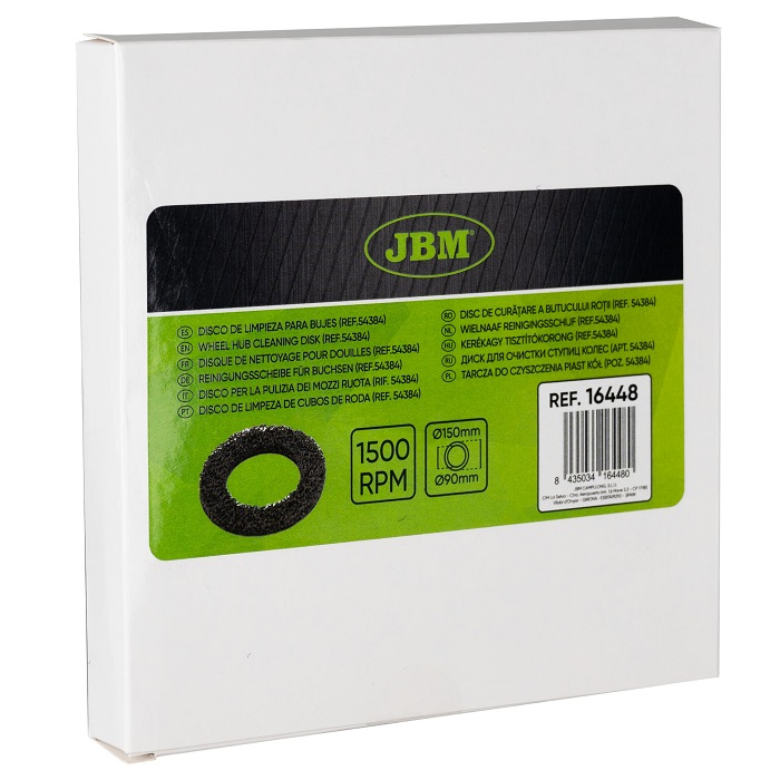 Burete pentru polizare butuc roata JBM 16448, diametru exterior 150 mm, diametru interior 90 mm, 1500 rpm, banda velcro