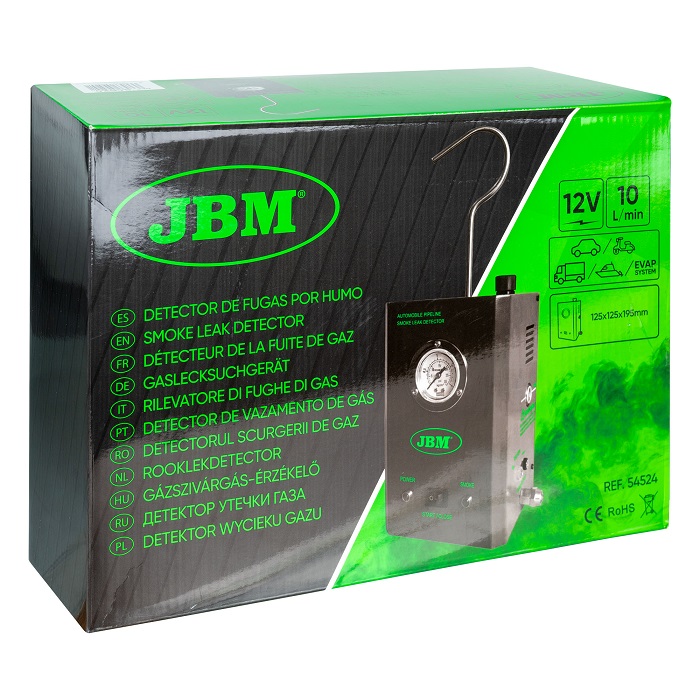 Detector pentru scurgeri de fum JBM 54524, debit 10 l/min, 15 psi, alimentare de la bateria auto 12V