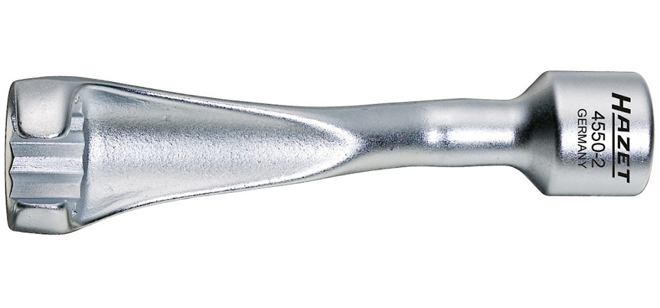 Cheie pentru conducte injectoare HAZET 4550-2, profil bi-hexagonal, deschidere cheie 19 mm, antrenor patrat 1/2 inch