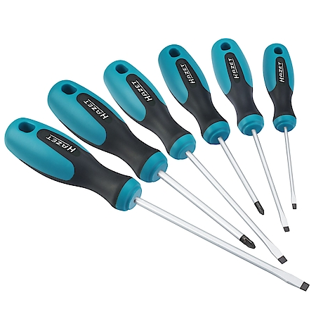 Set 6 surubelnite HAZET 810/6PZ, profil pozidrive PZ, drept, 0.5 x 3, 1.2 x 6.5, PZ1, PZ2, maner antiderapant