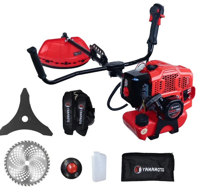 Motocoasa pe benzina YAMAMOTO YMA.56 14551, motor 2T, 5.8 CP, 43 CC, 10000 rpm, cu disc taiere, cap mosor, ham, trusa chei