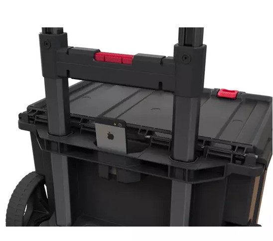 Cutie pentru scule KETER Stack-n-Roll System 250927, volum 150 litri, 525 x 411 x 694 mm, din plastic, negru/rosu