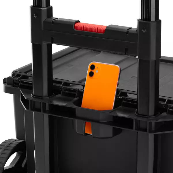 Cutie pentru scule KETER Stack-n-Roll System 250927, volum 150 litri, 525 x 411 x 694 mm, din plastic, negru/rosu