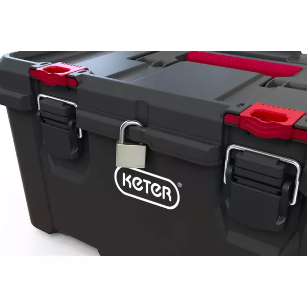 Cutie pentru scule KETER Stack-n-Roll System 250927, volum 150 litri, 525 x 411 x 694 mm, din plastic, negru/rosu