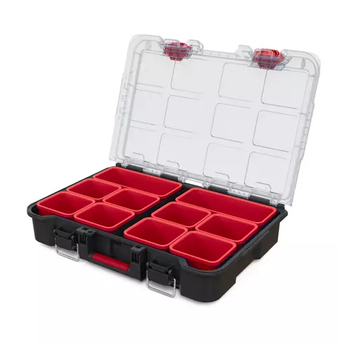 Cutie pentru scule KETER Stack-n-Roll System 250927, volum 150 litri, 525 x 411 x 694 mm, din plastic, negru/rosu
