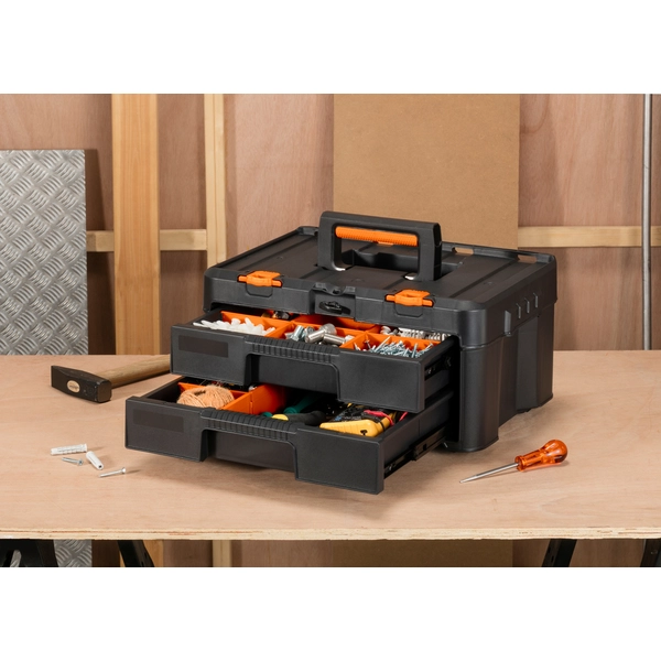 Cutie pentru scule KETER Stack-n-Roll System 253384, doua sertare, volum 37.1 litri, 481 x 332 x 233 mm, din plastic, negru