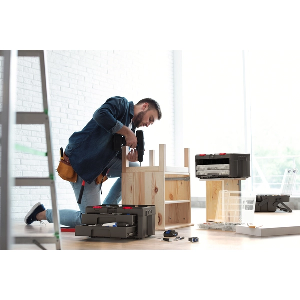 Cutie pentru scule KETER Stack-n-Roll System 253384, doua sertare, volum 37.1 litri, 481 x 332 x 233 mm, din plastic, negru