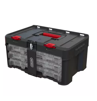 Cutie pentru scule KETER Stack-n-Roll System 253380, trei sertare, volum 37.1 litri, 481 x 332 x 233 mm, din plastic, negru