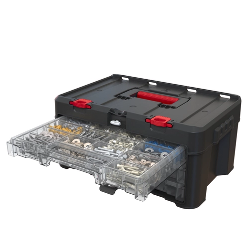 Cutie pentru scule KETER Stack-n-Roll System 253380, trei sertare, volum 37.1 litri, 481 x 332 x 233 mm, din plastic, negru